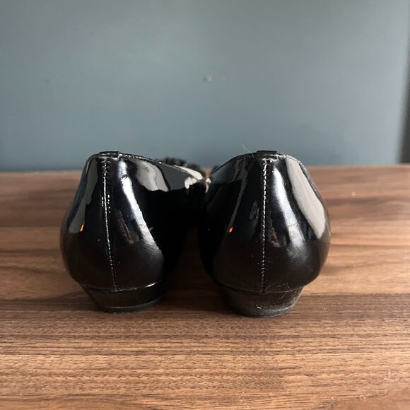 Vintage Black Patent Leather Ruffle Toe Flats - Picture 7 of 13